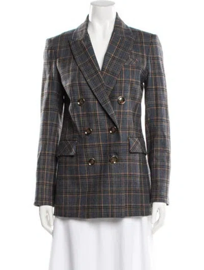 Pre-owned Veronica Beard Wool Plaid Print Blazer In Blue