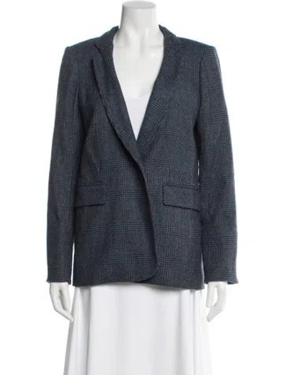 Pre-owned Veronica Beard Wool Plaid Print Blazer In Blue
