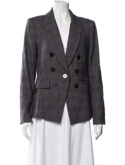Pre-owned Veronica Beard Wool Plaid Print Blazer In Blue
