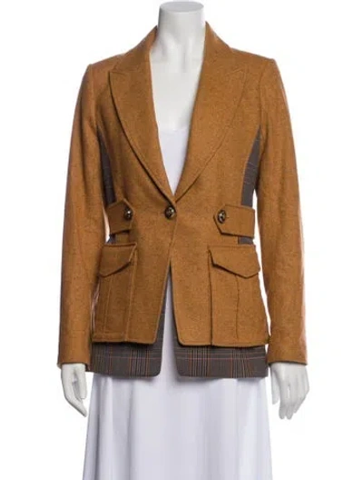 Pre-owned Veronica Beard Wool Plaid Print Blazer In Brown