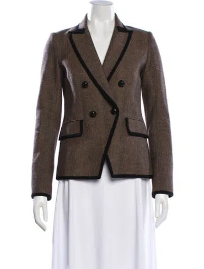 Pre-owned Veronica Beard Wool Plaid Print Blazer In Brown