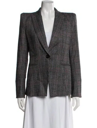 Pre-owned Veronica Beard Wool Plaid Print Blazer In Gray