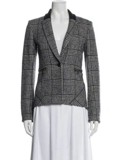 Pre-owned Veronica Beard Wool Plaid Print Blazer In Gray