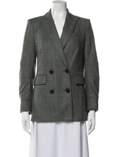 Pre-owned Veronica Beard Wool Plaid Print Blazer In Green