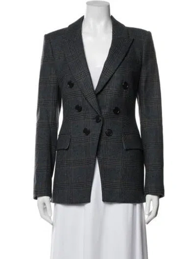 Pre-owned Veronica Beard Wool Plaid Print Blazer In Green