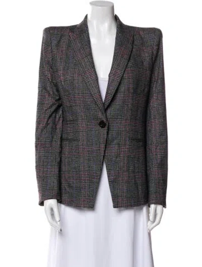 Pre-owned Veronica Beard Wool Plaid Print Blazer In Multi