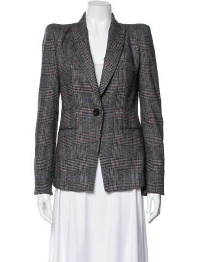 Pre-owned Veronica Beard Wool Plaid Print Blazer In Multi