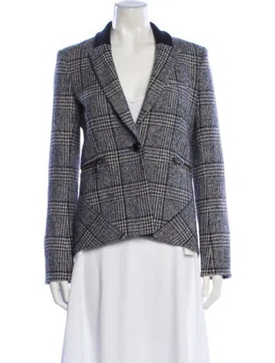 Pre-owned Veronica Beard Wool Plaid Print Blazer In Multi