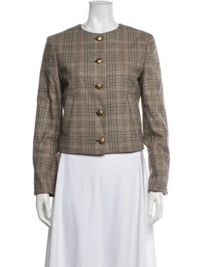 Pre-owned Veronica Beard Wool Plaid Print Blazer In Multicolor