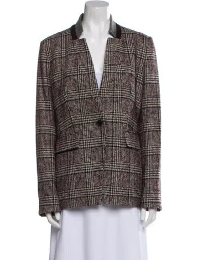 Pre-owned Veronica Beard Wool Plaid Print Blazer In Neutral