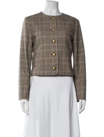 Pre-owned Veronica Beard Wool Plaid Print Blazer In Neutrals