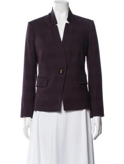 Pre-owned Veronica Beard Wool Plaid Print Blazer In Purple