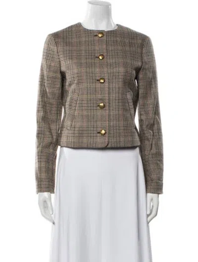 Pre-owned Veronica Beard Wool Plaid Print Blazer W/ Tags In Neutral
