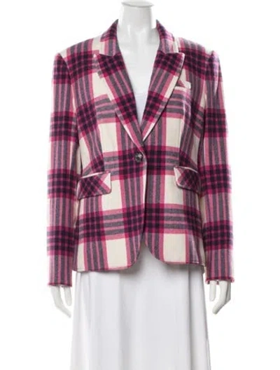 Pre-owned Veronica Beard Wool Plaid Print Blazer W/ Tags In Purple