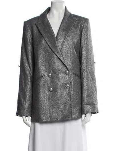 Pre-owned Veronica Beard Wool Printed Blazer In Silver