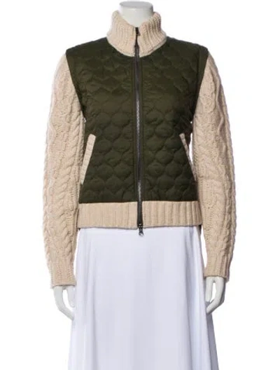 Pre-owned Veronica Beard Wool Printed Bomber Jacket In Green