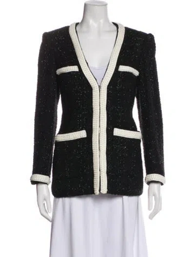 Pre-owned Veronica Beard Wool Printed Evening Jacket In Black/metallic