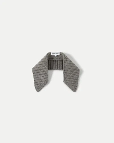 Veronica Beard Wool Ribbed Collar In Medium Heather Grey