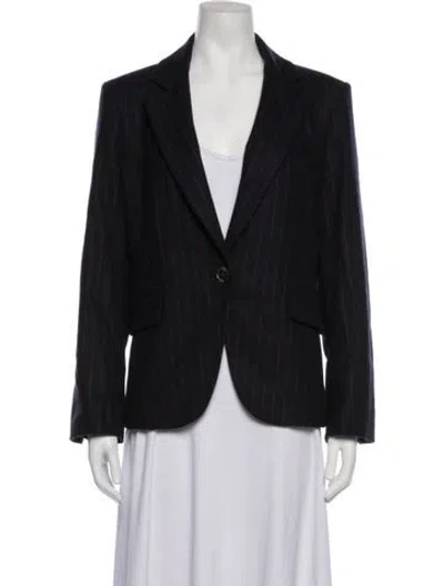 Pre-owned Veronica Beard Wool Striped Blazer In Black