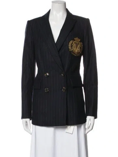 Pre-owned Veronica Beard Wool Striped Blazer In Black/blue