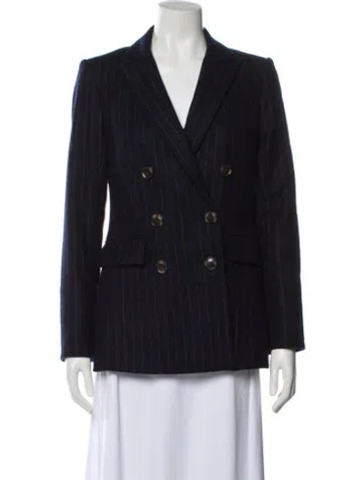 Pre-owned Veronica Beard Wool Striped Blazer In Blue
