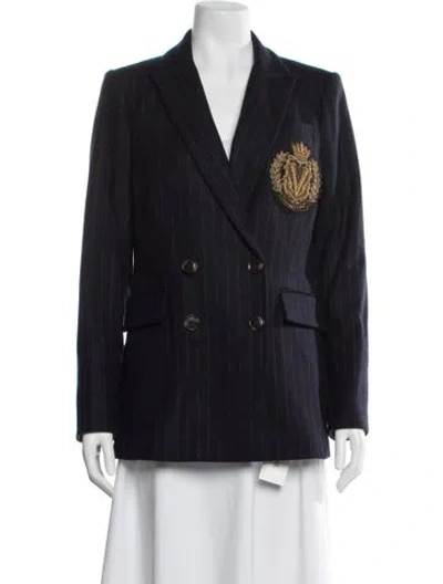 Pre-owned Veronica Beard Wool Striped Blazer In Blue