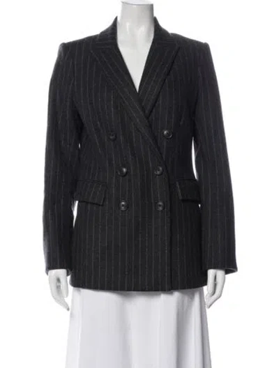 Pre-owned Veronica Beard Wool Striped Blazer In Gray