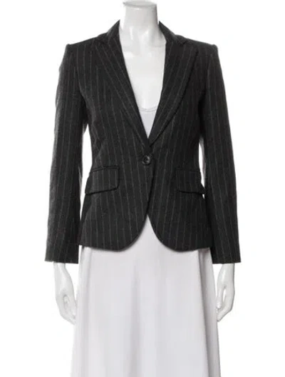 Pre-owned Veronica Beard Wool Striped Blazer In Gray