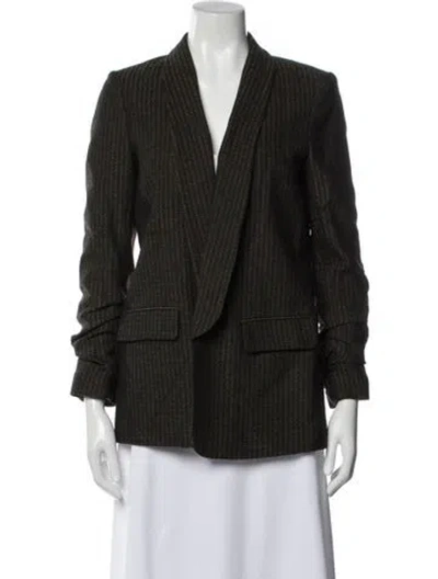 Pre-owned Veronica Beard Wool Striped Blazer In Green