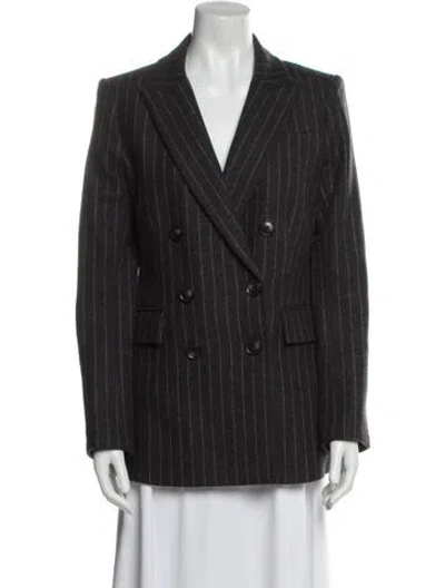 Pre-owned Veronica Beard Wool Striped Coat In Gray