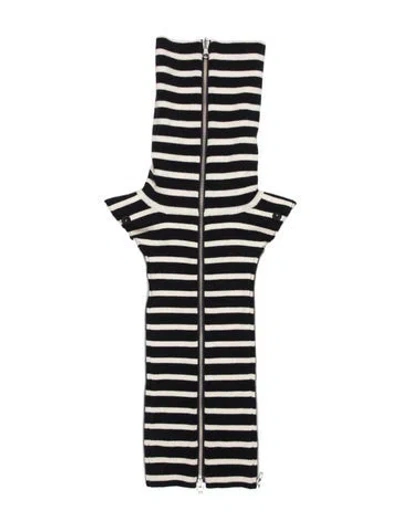 Pre-owned Veronica Beard Wool Striped Dickey In Black/white
