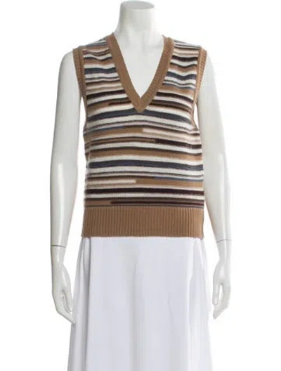 Pre-owned Veronica Beard Wool Striped Sweater In White