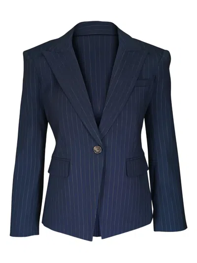 Veronica Beard Pinstriped One-button Blazer In Blue