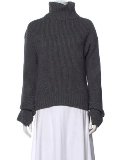 Pre-owned Veronica Beard Wool Turtleneck Sweater In Grey/metallic