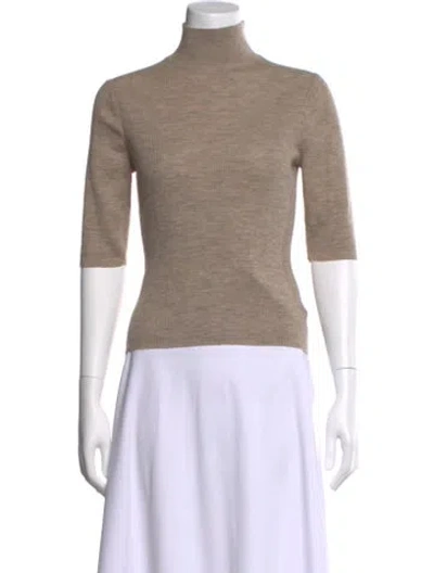 Pre-owned Veronica Beard Wool Turtleneck Sweater In Neutral