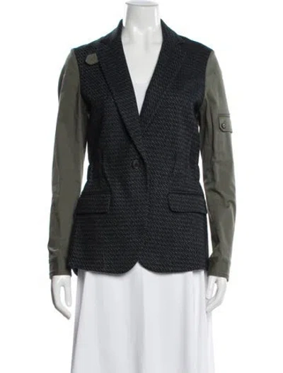 Pre-owned Veronica Beard Wool Tweed Pattern Blazer In Black