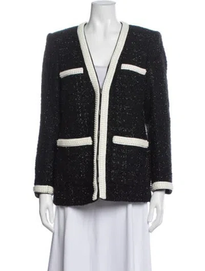 Pre-owned Veronica Beard Wool Tweed Pattern Blazer In Blue