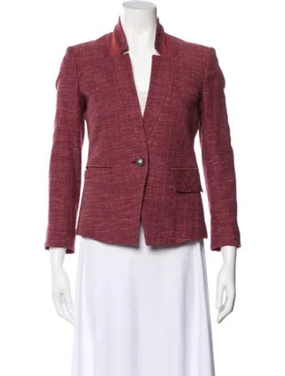 Pre-owned Veronica Beard Wool Tweed Pattern Blazer In Burgundy