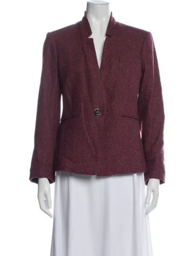 Pre-owned Veronica Beard Wool Tweed Pattern Blazer In Burgundy