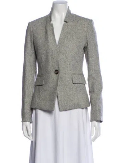 Pre-owned Veronica Beard Wool Tweed Pattern Blazer In Gray