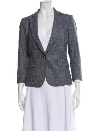Pre-owned Veronica Beard Wool Tweed Pattern Blazer In Gray