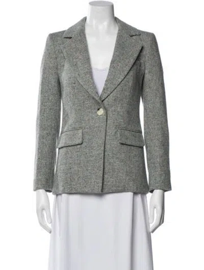 Pre-owned Veronica Beard Wool Tweed Pattern Blazer In Gray