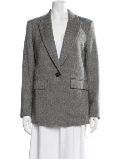 Pre-owned Veronica Beard Wool Tweed Pattern Blazer In Gray