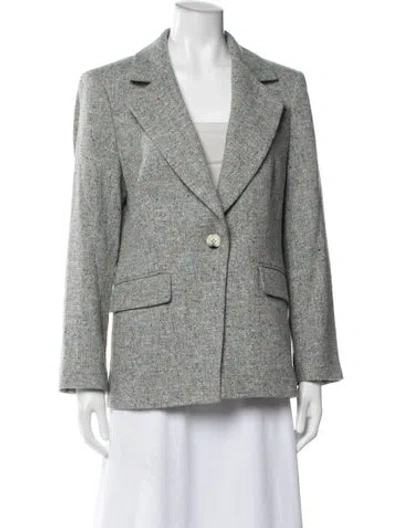 Pre-owned Veronica Beard Wool Tweed Pattern Blazer In Gray