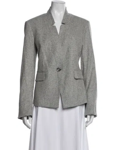 Pre-owned Veronica Beard Wool Tweed Pattern Blazer In Gray
