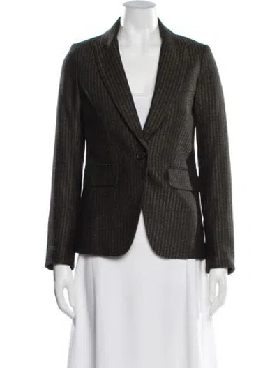 Pre-owned Veronica Beard Wool Tweed Pattern Blazer In Green