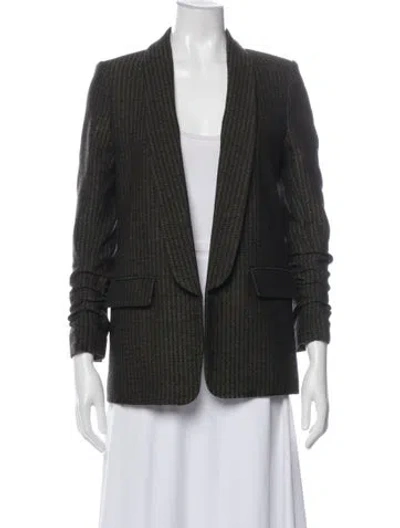 Pre-owned Veronica Beard Wool Tweed Pattern Blazer In Green