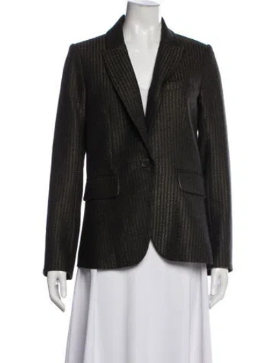 Pre-owned Veronica Beard Wool Tweed Pattern Blazer In Green