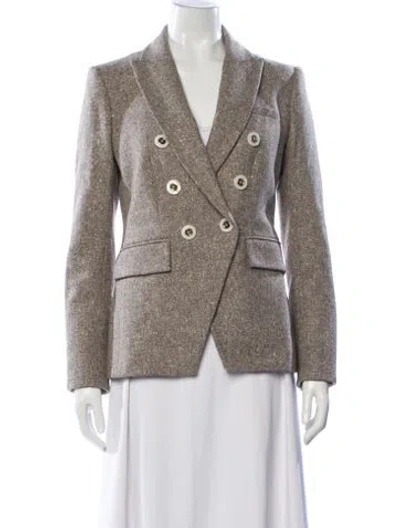 Pre-owned Veronica Beard Wool Tweed Pattern Blazer In Neutral