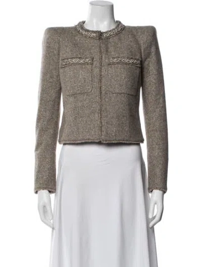 Pre-owned Veronica Beard Wool Tweed Pattern Blazer In Neutral